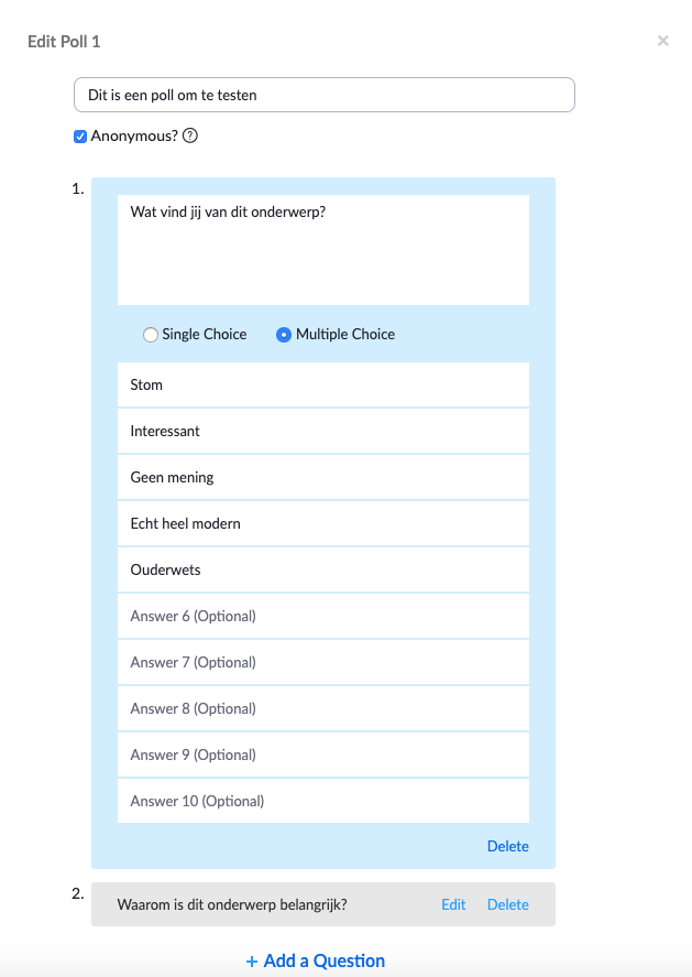 polls in Zoom toevoegen