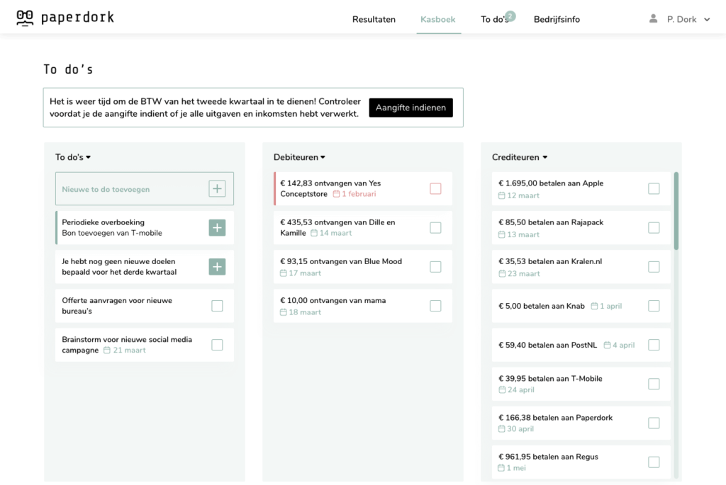 paperdork to do lijst screenshot