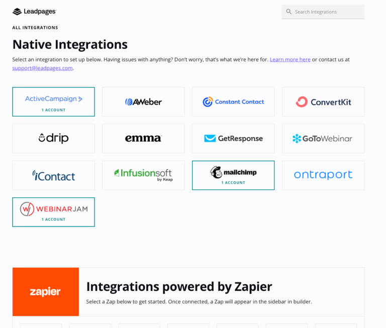 Integraties Leadpages