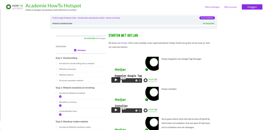 cursus website bouwen voorbeeldles