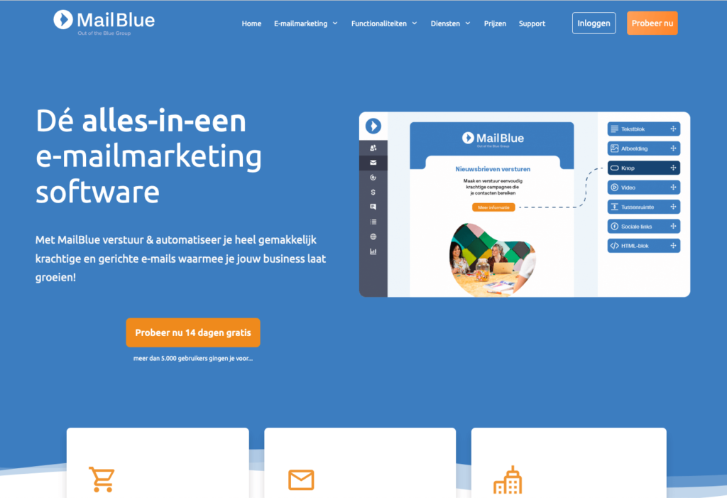 mailblue landingspagina verbeteren