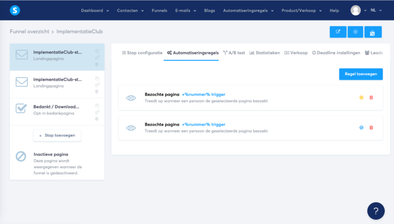 Funnel voorbeeld Systeme